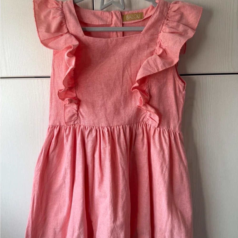 Pink Pleated Sundress with Flutter Sleeves